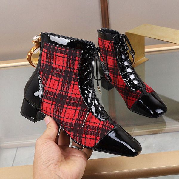

autumn boots leather square head women's short boots thick heel fashion back zipper martin boots elegant comfortable large women's, Black