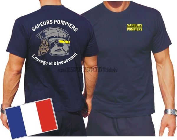 

t-shirt (navy bleu marine) sapeurs pompiers casque - courage et devouement - mar