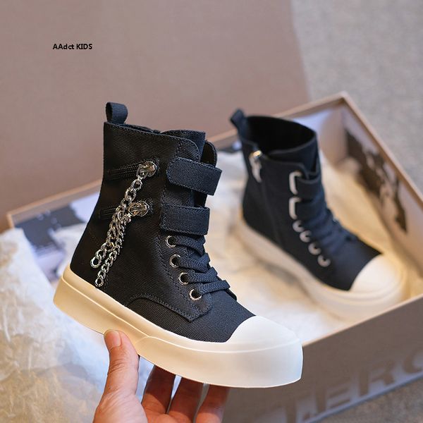 

aadct autumn 2020 girls boots new fashion canvas kids short boots for boys brand martin children shoes, Black;grey
