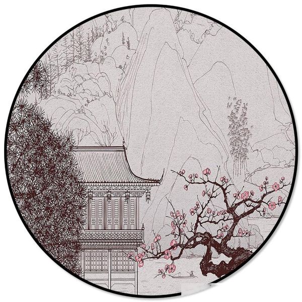 

plum blossom trees flowers house printed large round carpets for living room bedroom area rugs soft home decor rug kitchen mats
