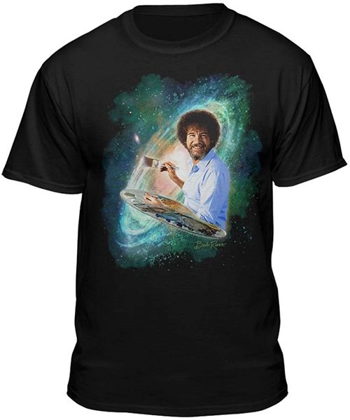 

space bob ross round neck tee shirt 100% cotton t-shirt