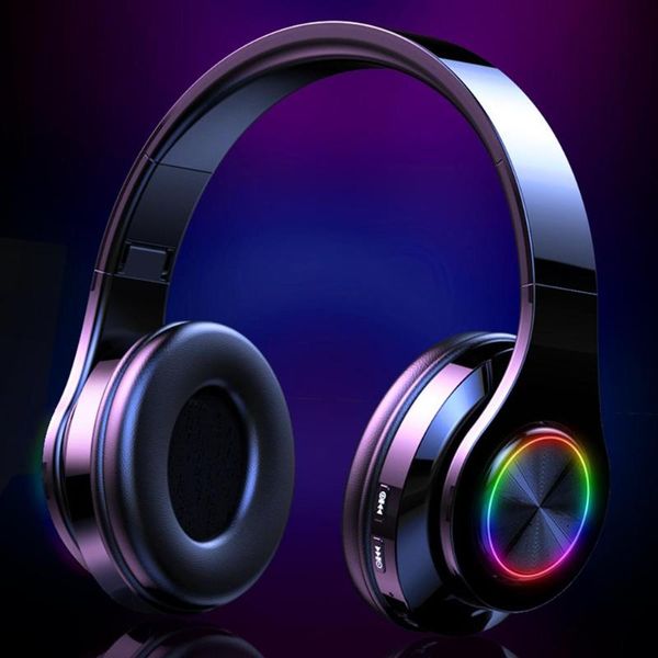 

wireless bluetooth 5.0 luminous retractable foldable headphone with microphone