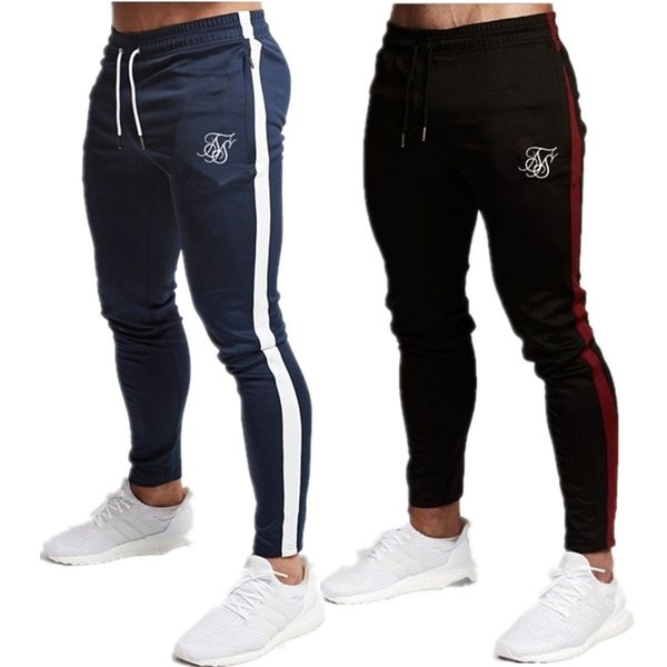 

men's high-quality sik silk brand polyester trousers fitness casual trousers daily training fitness casual sports jogging pants 200925, Black