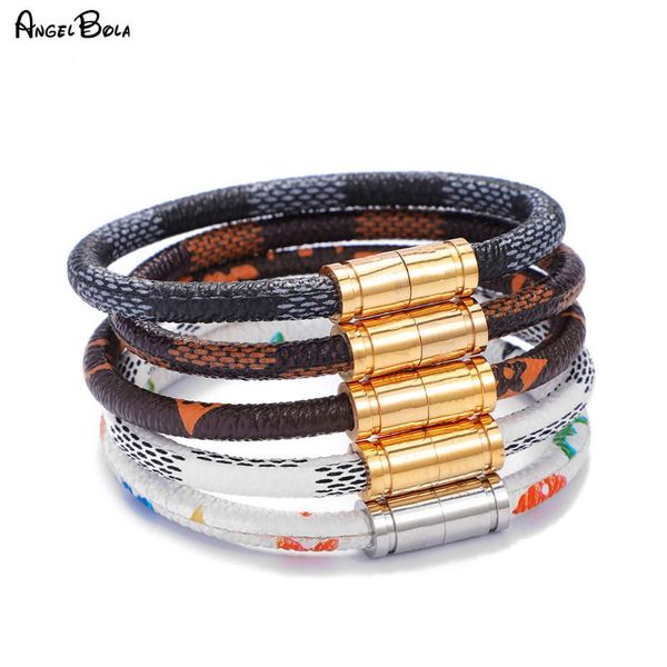 

fashion leather bangle bracelet stainless steel magnetic bracelet men jewelry vintage charms jewelry, Golden;silver