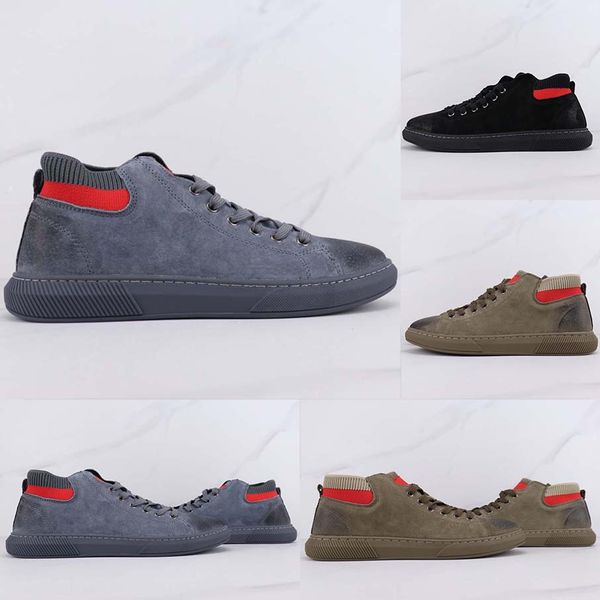 

autumn men high-skateboard shoes gray leather casual sneakers brown black fashion outdoor men shoes