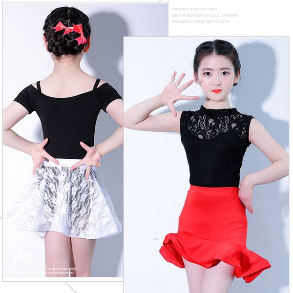 

new girls salsa tango rumba latin dance dress kids child ballroom dancing dresses red cocktail mermaid skirt, Black;red