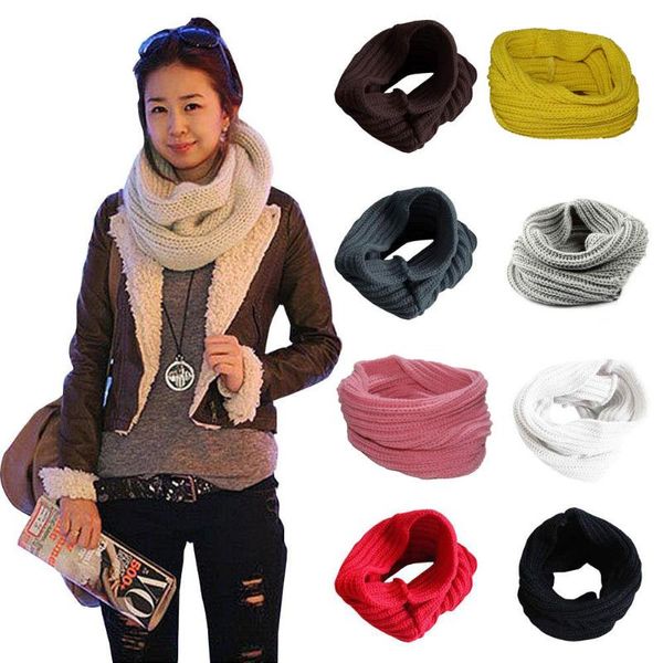 

ladies girls all-match winter warm knitting wool collar neck warmer scarf shawl wraps 88 fs99, Blue;gray