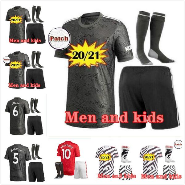 

взрослые дети манчестер 20 21 utd трикотажных изделий футбола объединил футбол джерси bruno fernandes боевых rashford джеймс рубашка футбол, Black;yellow