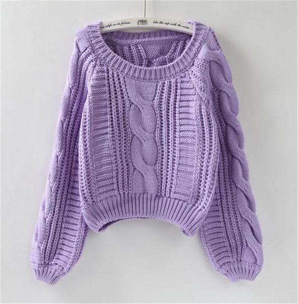 

harajuku women's pull sweaters 2019 new purple jumpers candy color knotting roupas femininas chic short sweater twisted pull, White;black