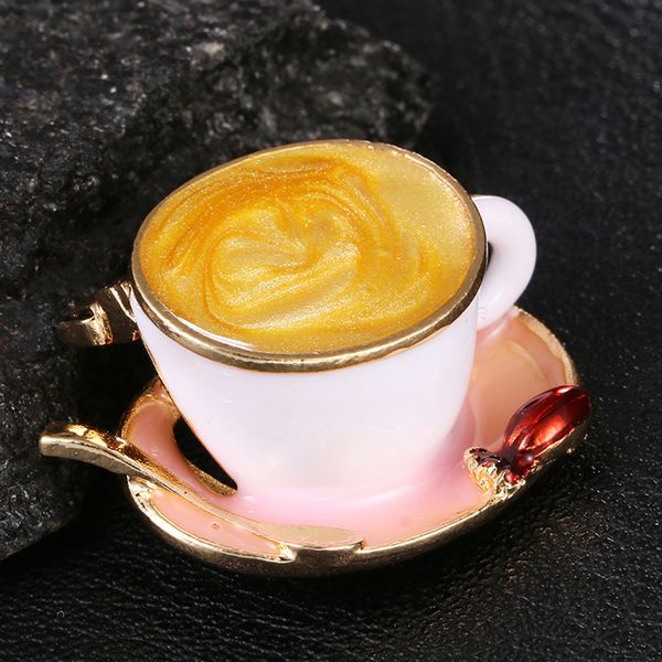 

vintage lady cappuccino coffee espresso enamel brooch pin scarf clip corsage, Gray