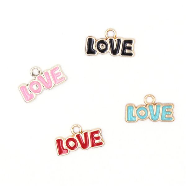 

5pcs new diy jewelry alloy accessories letter love dress mobile phone case necklace pendant pendant creative christmas gift, Bronze;silver