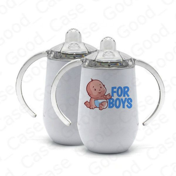 

10oz sublimation heat transfer sippy cup 304 stainless steel double handles thermos diy egg cups double wall vacuum insulated cups f92504
