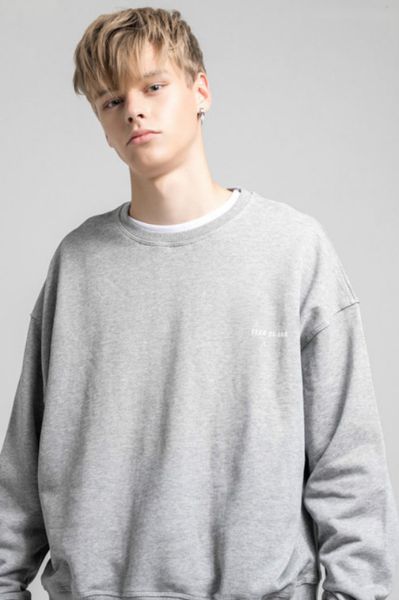 

2020 new solid color round neck sweater men's chest letter printing plus velvet casual sweater size s-xl, Black