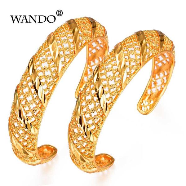 

wando 2pcs/lot open dubai exquisite bracelet for women gold color&copper jewelry african arab favorite ethiopian bangle giftb145, Black