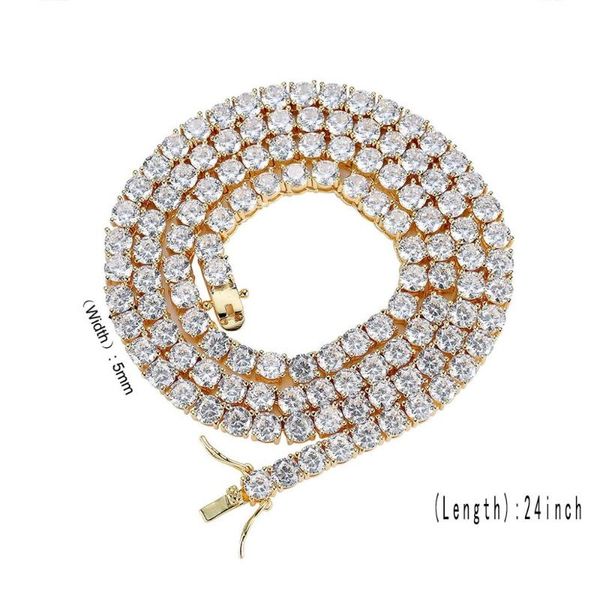 

chains 3mm-5mm iced out bling zircon 1 row tennis chain necklace men hip hop jewelry gold silver color charms