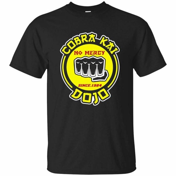 

cobra kai no mercy since 1984 t-shirt karate team logo men black t shirt 2019 new men fashion solid cotton printed t shirts