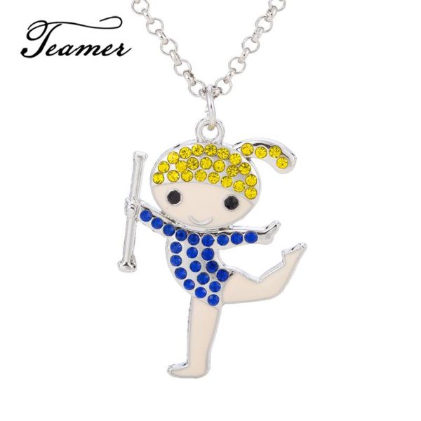 

teamer new fshion brand dancing happy girl pattern 4 colors crystal pendant necklace jewelry gift for little girls, Silver