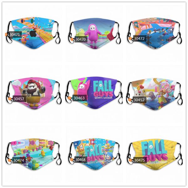 

Kid Face Mask Fall Guys Washable adjustable reusable 2 carbon filters safety outdoor sports dust proof breathable designer mask Tools