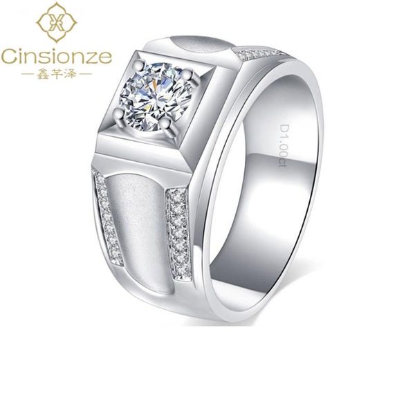 

cinsionze moissanite ring men's sterling silver platinum 0.5/1 ring, Golden;silver