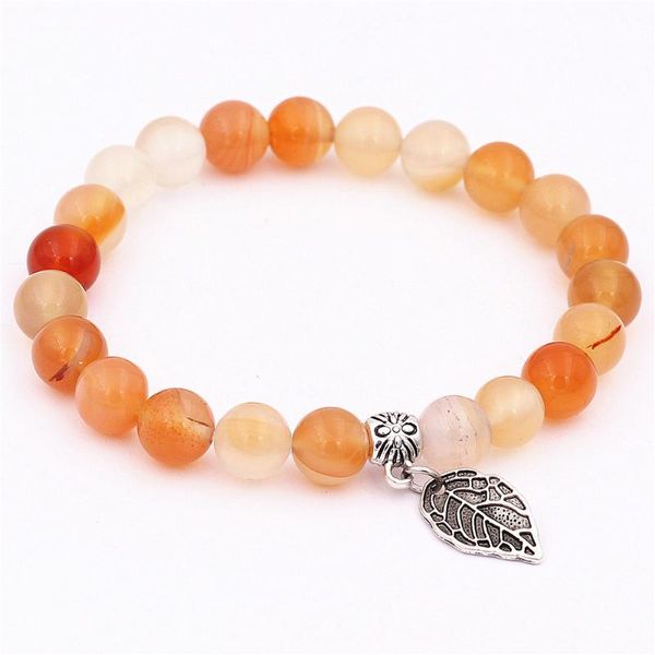 

dgw distance bracelet natural stone leaf charm beaded bracelet for men women friend gift charm strand handmade jewelry pulsera, Golden;silver