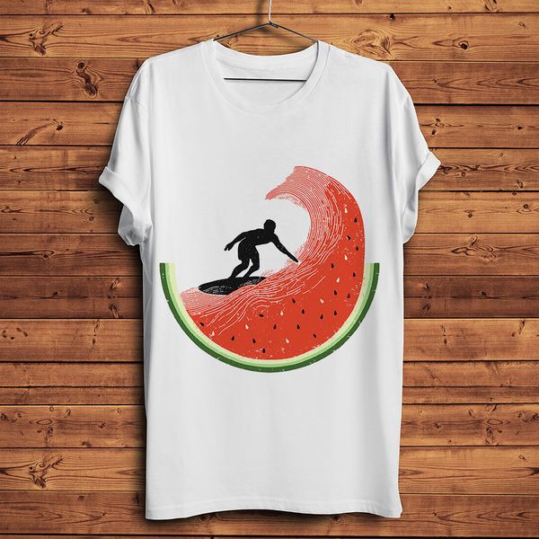 

summer surfing watermelon wave funny tshirt men new white short sleeve casual homme t shirt manga streetwear tee