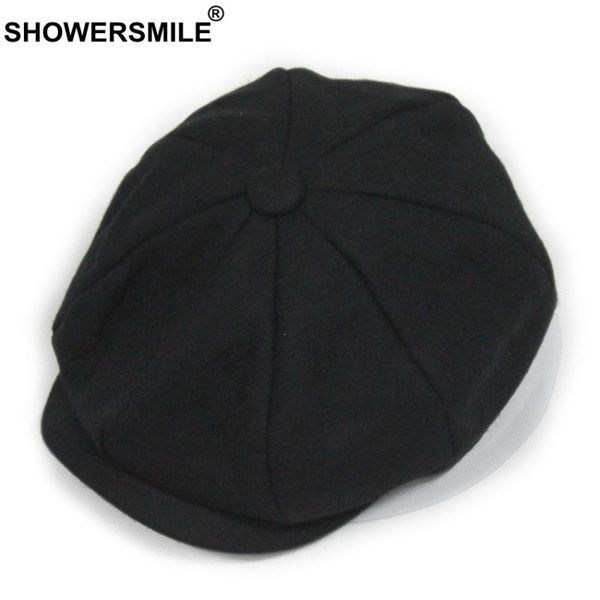

sboy hats showersmile black grey wool hat man caps herringbone tweed warm winter octagonal male female gatsby retro flat, Blue;gray