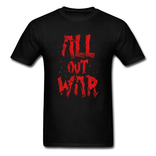 

all out war walking dead t-shirt men bloody letter t shirt summer cotton tshirt black red horror tv tees man clothes