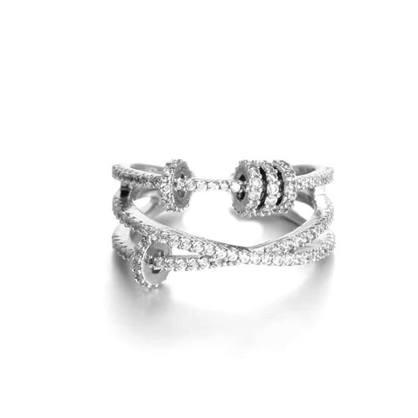 

cluster rings luxury arrival korean fashion 3 layers 5a cubic stones tibetan sliver cross circles gothic hyperbolic adjustable, Golden;silver
