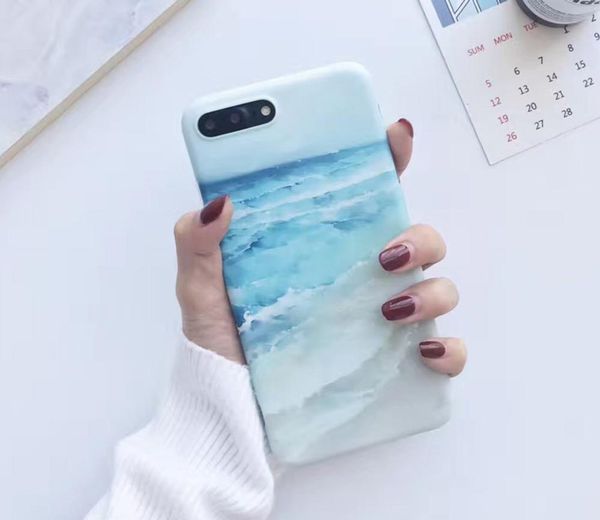 

sea blue ocean phone case for iphone 6 6s soft wave beach matte cases for iphone 6 s plus 7 8 plus x tpu art cover