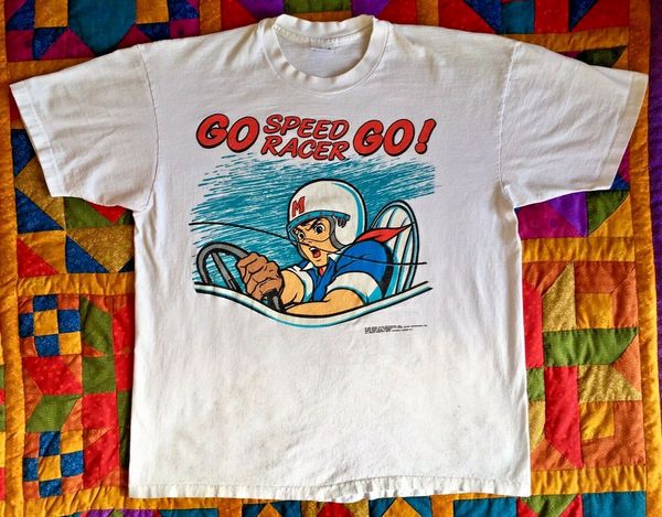 

vtg 90's go speed racer go anime manga japan anvil t-shirt size xl 1992 stranger things print t shirts original tee