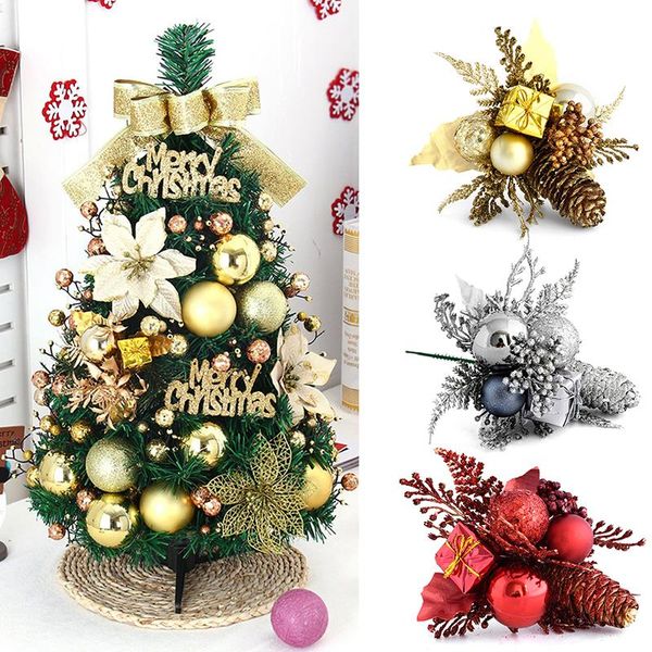 

1pcs christmas pine cone pick mixed artificial pine cone branch xmas tree ornament fake flowers ornament for xmas tree decor