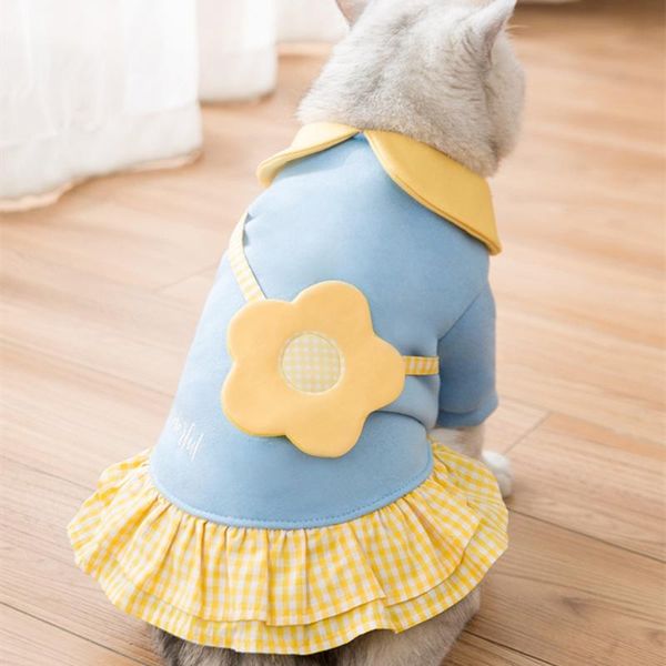 

dog apparel light velvet sun flower dress pet cat and clothes christmas easter equipment comfortable fabric cute suit
