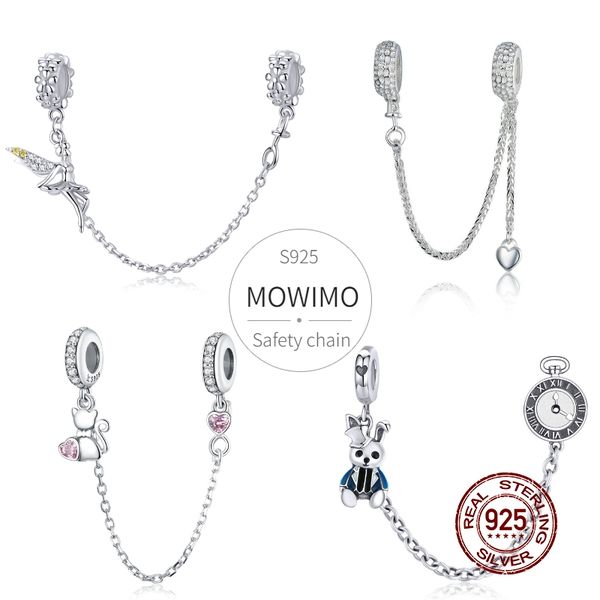 

other mowimo real 925 sterling silver safety chain elf fairy angel charms fit original bracelet bangle fashion jewelry making