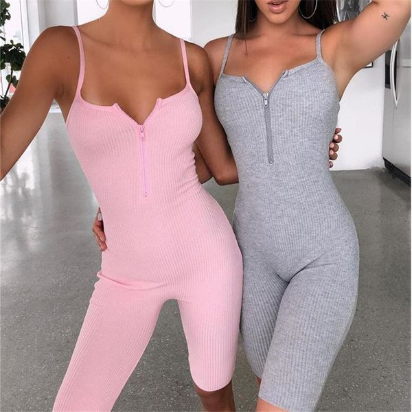 

women's jumpsuits & rompers hirigin front zipper women playsuit sleeveless slim fit casual shorts bodysuit female summer strap jumpsuit, Black;white