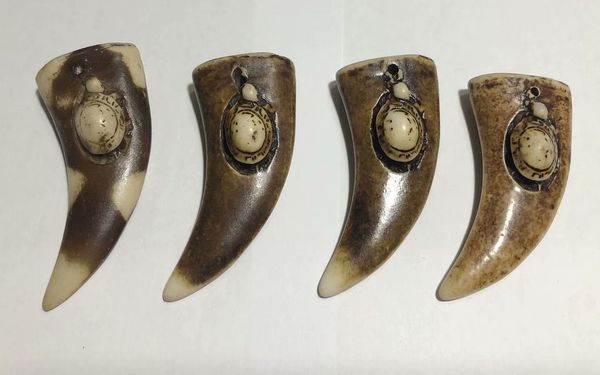 

6 pcs cool men's imitation yak bone carved lucky surfing sea turtles rock necklace, Slivery;golden