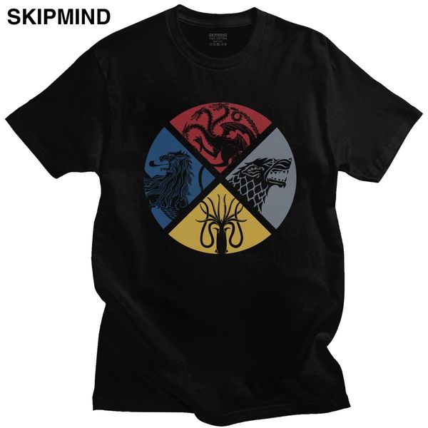

retro game of thrones tshirt men house stark t shirt short sleeves cotton targaryen t-shirt lannister greyjoy tee tv fans gift