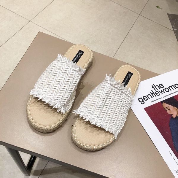 

pretty2020 slipper flax other clothes the summer series one word sandals fisherman shoe woman, Black