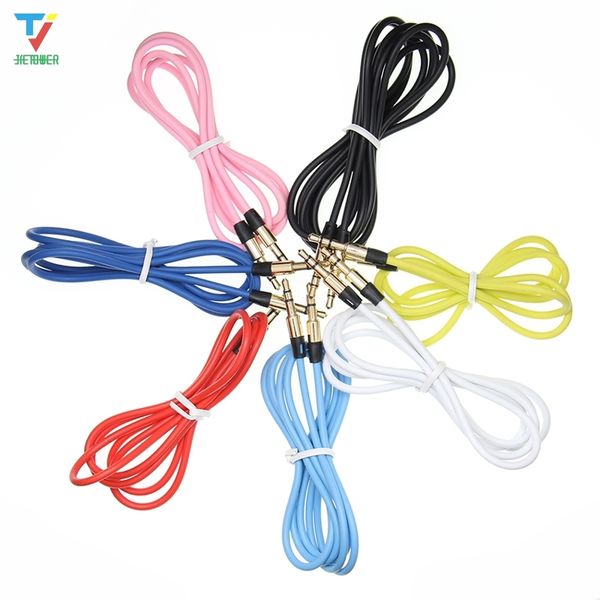 

500pcs/lot car audio aux extention cable 3ft 1m wired auxiliary stereo 3.5mm metal jack port male lead for portable phone computer speaker