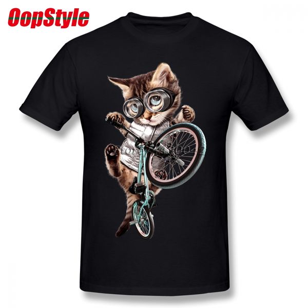 

funny bicycling riding cat t-shirt for men plus size cotton team tee shirt 4xl 5xl 6xl camiseta