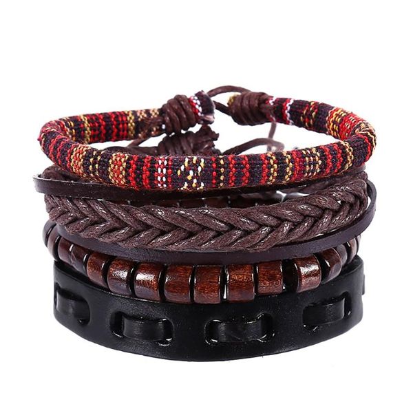 

leather girl's braided bracelet vintage hand-woven multi-layer leather bracelet jewelry pulsera trenzada de mujer fjsl, Golden;silver