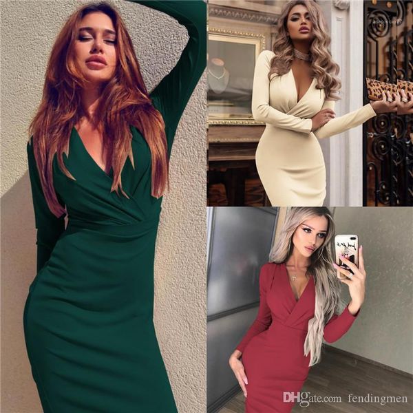 

dresses deep v neck long sleeve bodycon dresses womens party club clothing designer women prom, White;black
