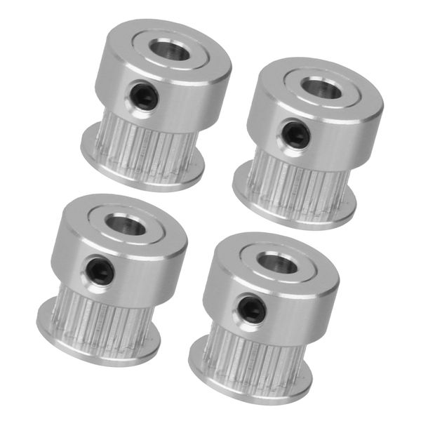 

4 pieces 20t 5mm bore 2mm pitch stainless steel timing belt pulley - used in mechanical drive and 3d printer