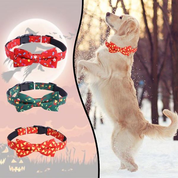 

christmas pet collar dog breathable dress up bow adjustable cute collar decaration festival dogs puppies supplies d2