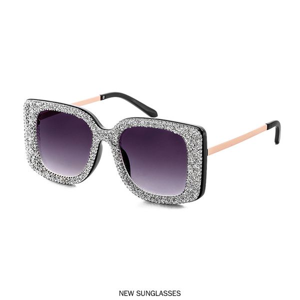 

oversized rhinestone frame square sunglasses ladies diamond glasses brand designer fashion sun glasses shades for women fml, White;black