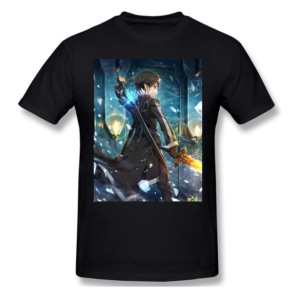 

кирито смешные t-shirt men summer cotton t shirt меч art online sao death game crew neck top 2020