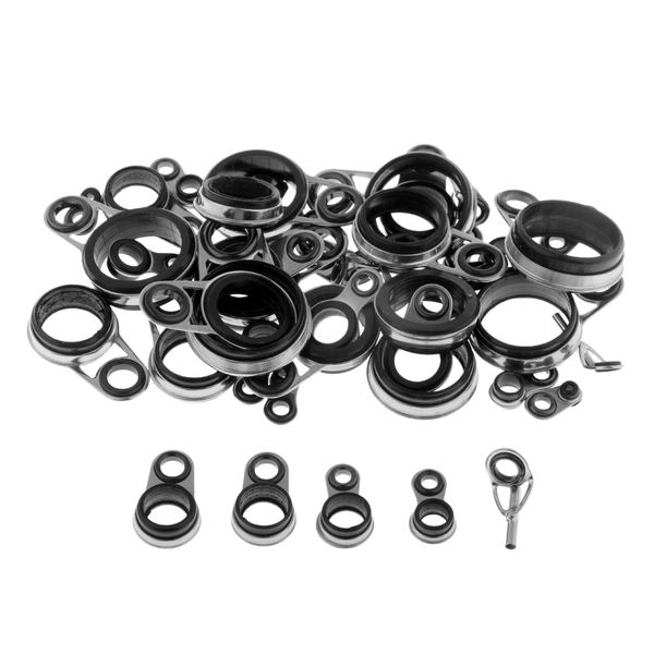 

41pcs stainless steel fishing rod guides rod repair kit diy eye rings