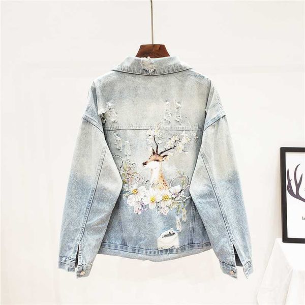 

women's jackets 2021 spring autumn fashion embroidery frayed short denim jacket women outerwear loose casual jeans coat female streetwe, Black;brown