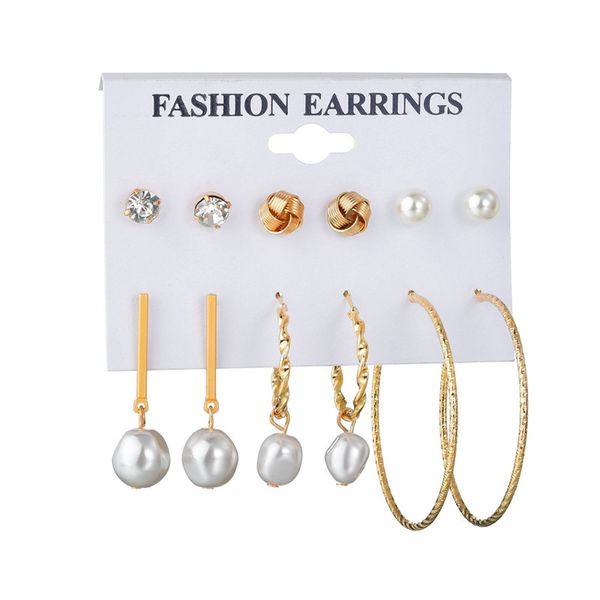 

quality vintage big gold circle hoop earrings for women clip on earrings eye pearl heart earring set brincos statement jewelry