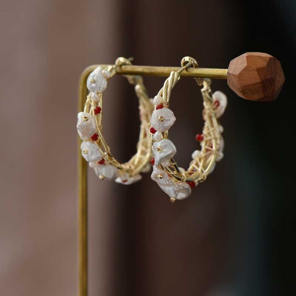 

цветок природные пресной воды pearl обруч большие серьги для женщин подарка венчания accesorios mujer, Golden;silver