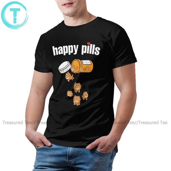 

pomeranian t shirt happy pills t-shirt fashion print tee shirt short-sleeve awesome cotton male 4xl tshirt